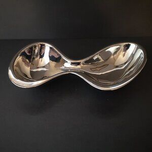 18/10 Stainless Steel 2 Section Serving Dish 10" Long in a Figure "8" Shape